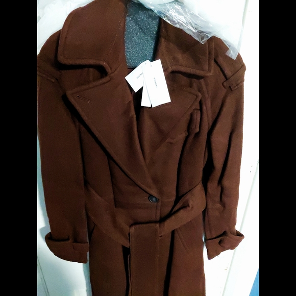 Vince Mahogany Wool Trench Coat - Picture 8 of 9